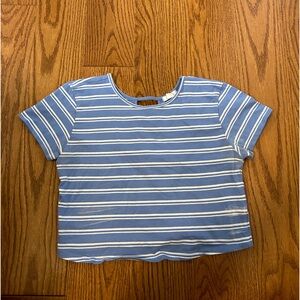 Blue Striped Crop Top